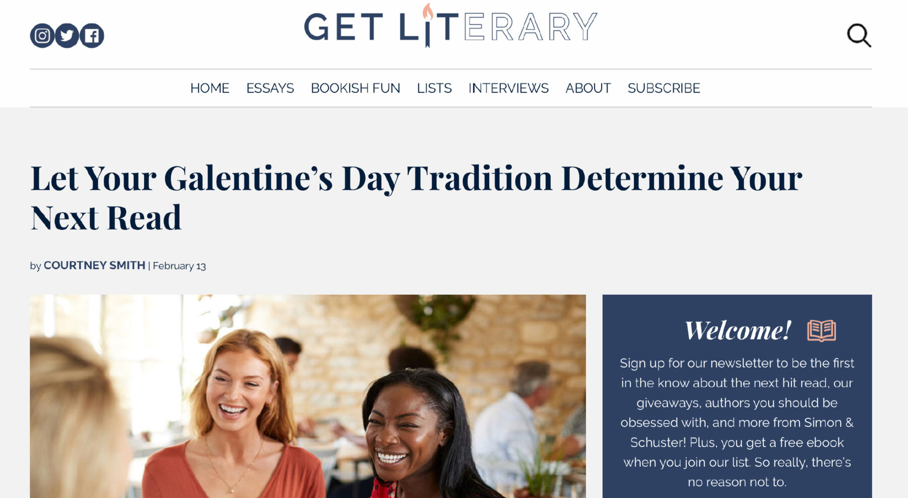 Get Literary Article: Let Your Galentine's Day Tradition Determine Your Next Read by Courtney Smith